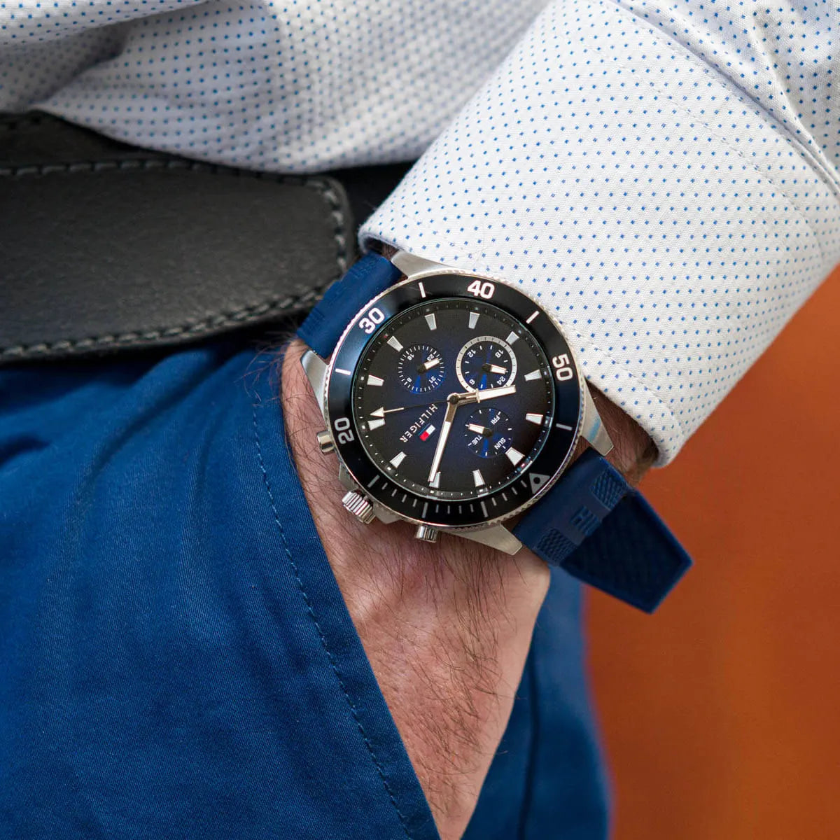 Tommy Hilfiger Blue Silicone Multi-function Men's Watch - 1791920